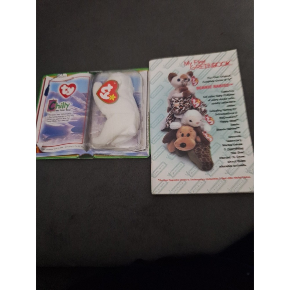 VTG Beanie Baby 1994 "Chilly" White Polar Bear & 1997 My First Greenbook 292